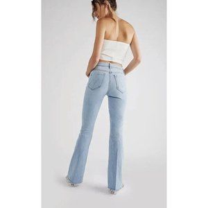 NWT MOTHER Weekender Fray Flare Jeans Mentally Elsewhere Blue